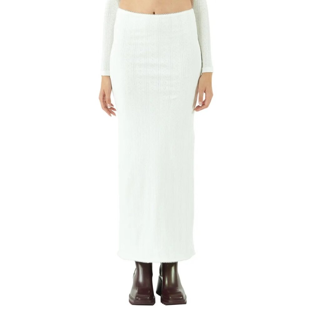 My Mum Made It Pointelle Fitted White Maxi Skirt